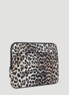 GANNI Leopard Print Laptop Case female Brown