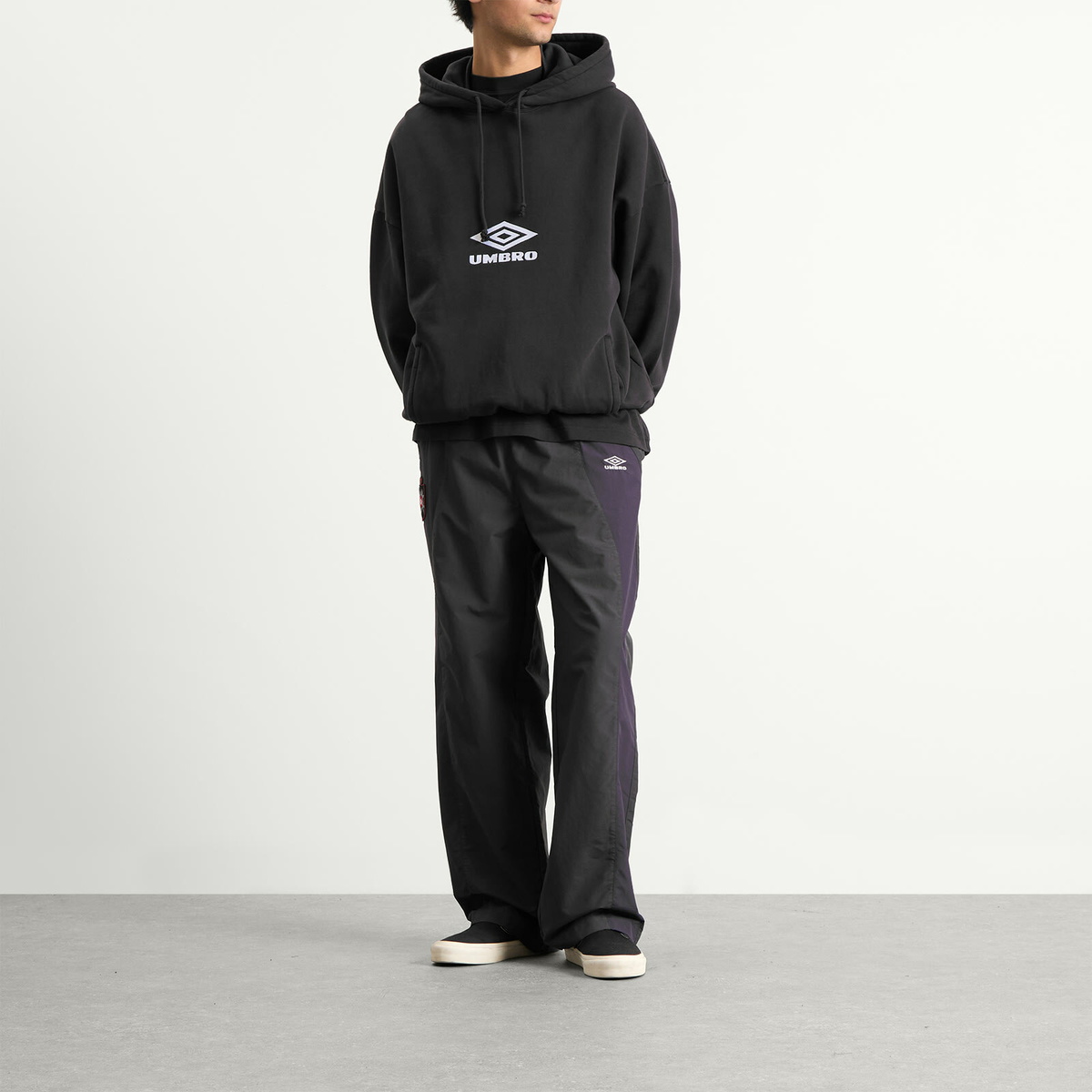 Umbro by Slam Jam Men's OG Logo Mask Hoodie in Washed Black