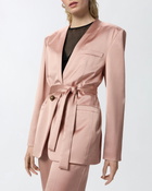 Pinko Special Occasion Satin Blazer With Belt Rosy Cloud
