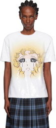 Pushbutton White Crying Girl Sequin T-shirt