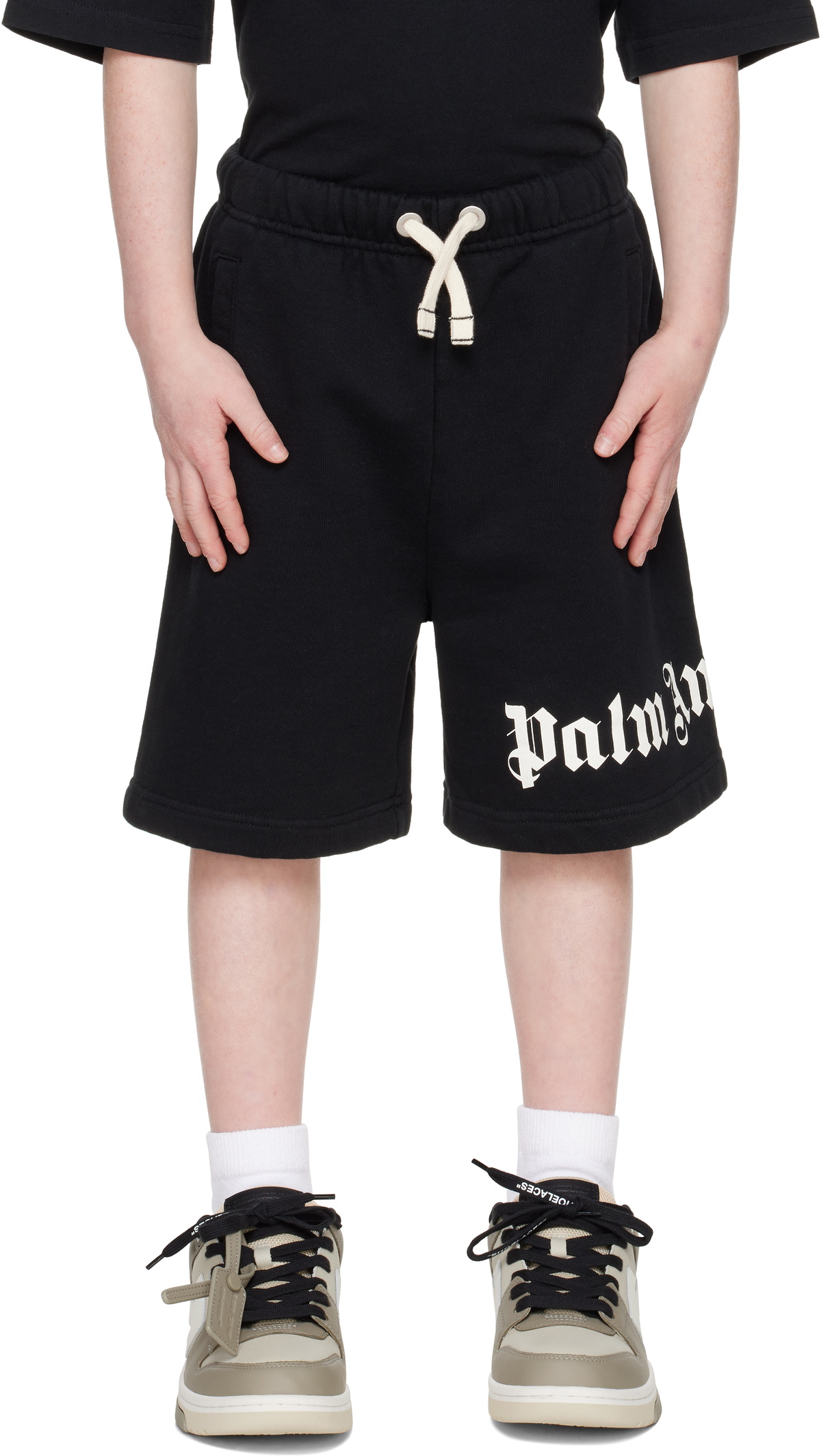 Palm Angels Kids Black Logo Shorts