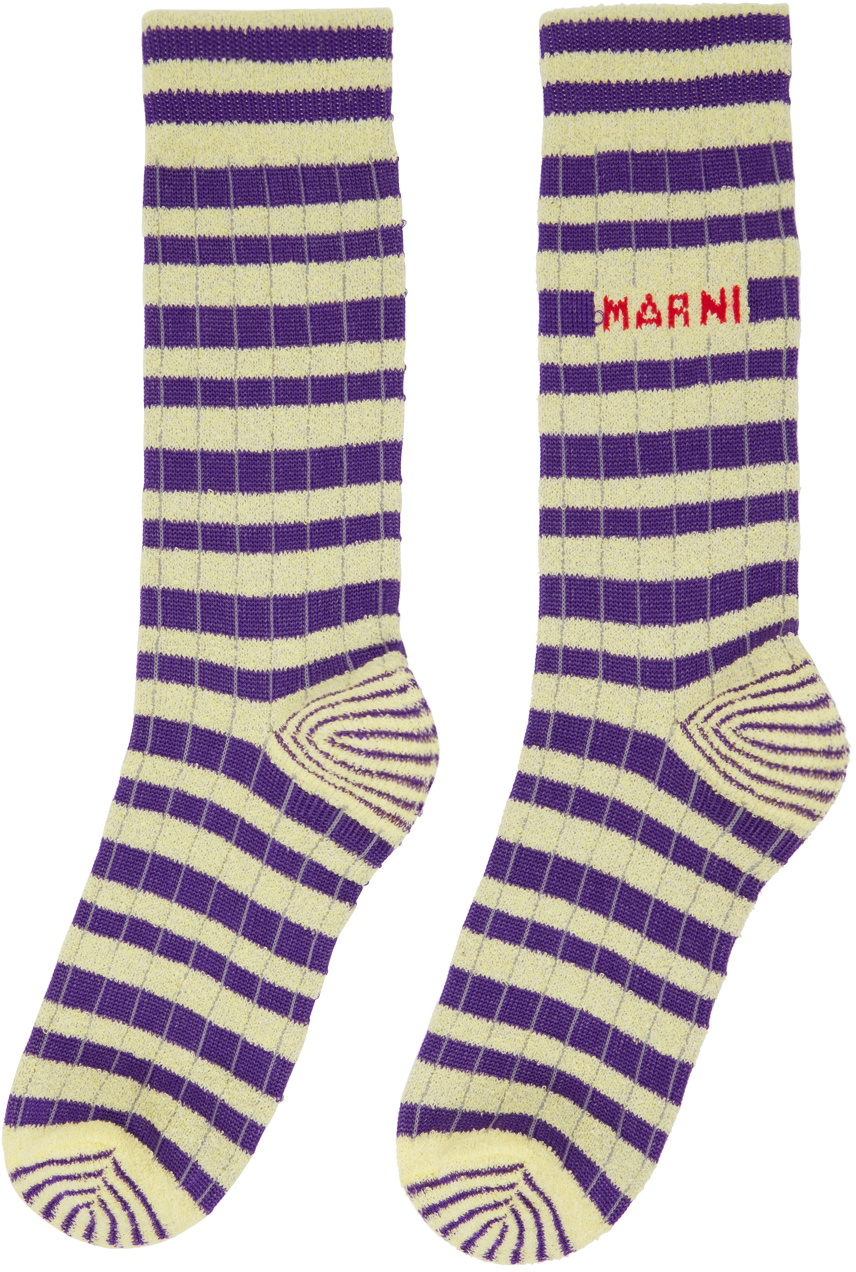 Marni Yellow & Purple Striped Socks Marni