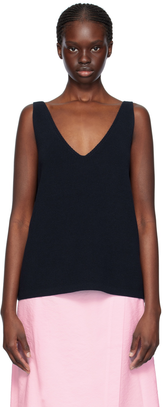 Studio Nicholson Navy Bara Tank Top