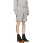 Helmut Lang Grey Wool Distressed Shorts