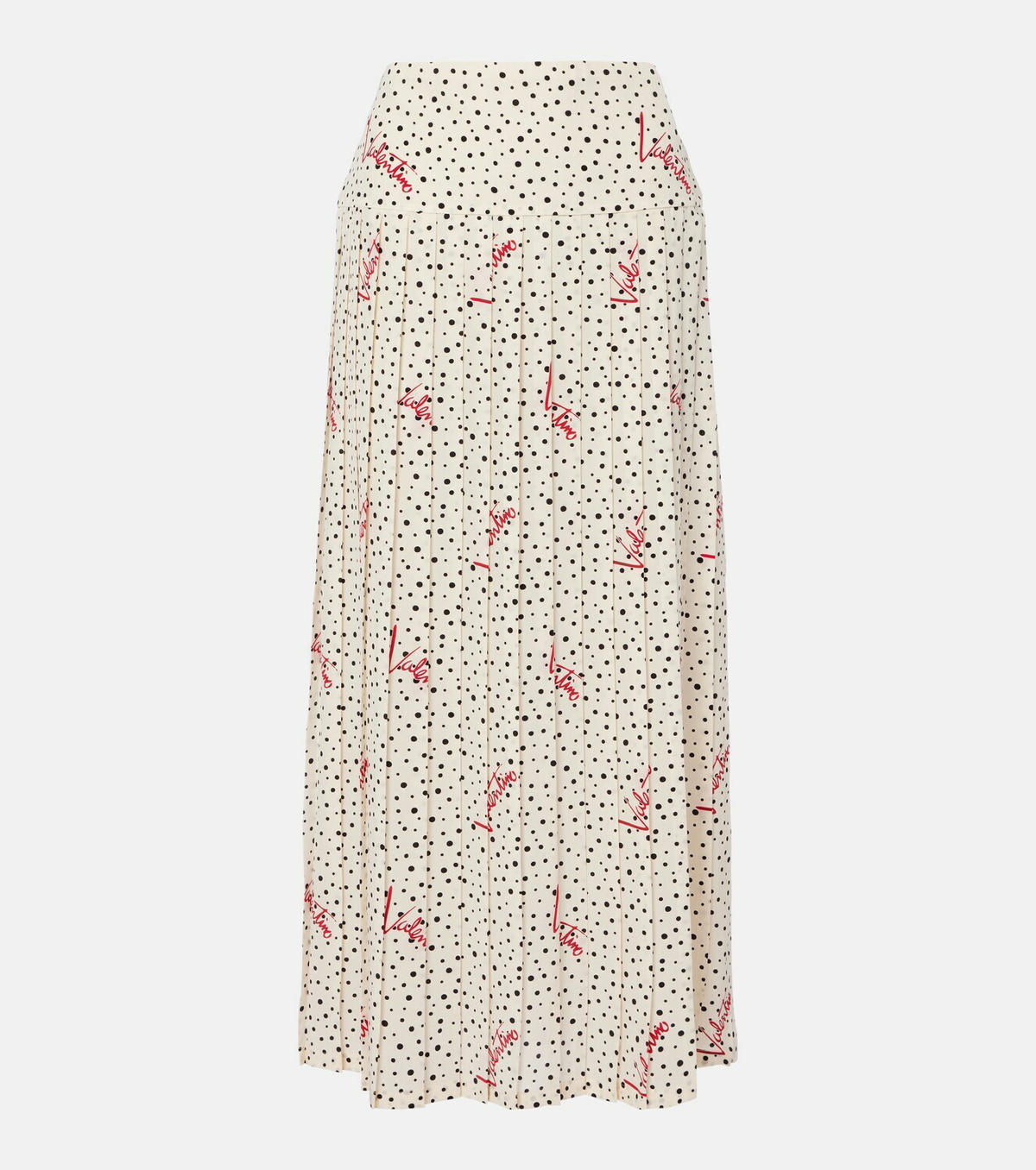 Valentino Polka-dot crêpe de chine midi skirt