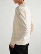 Moncler - Logo-Flocked Cotton-Jersey Sweatshirt - Neutrals