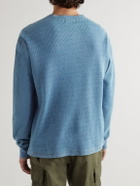 RRL - Textured-Cotton Henley T-Shirt - Blue