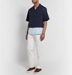 Barena - Camp-Collar Colour-Block Cotton-Poplin Shirt - Blue