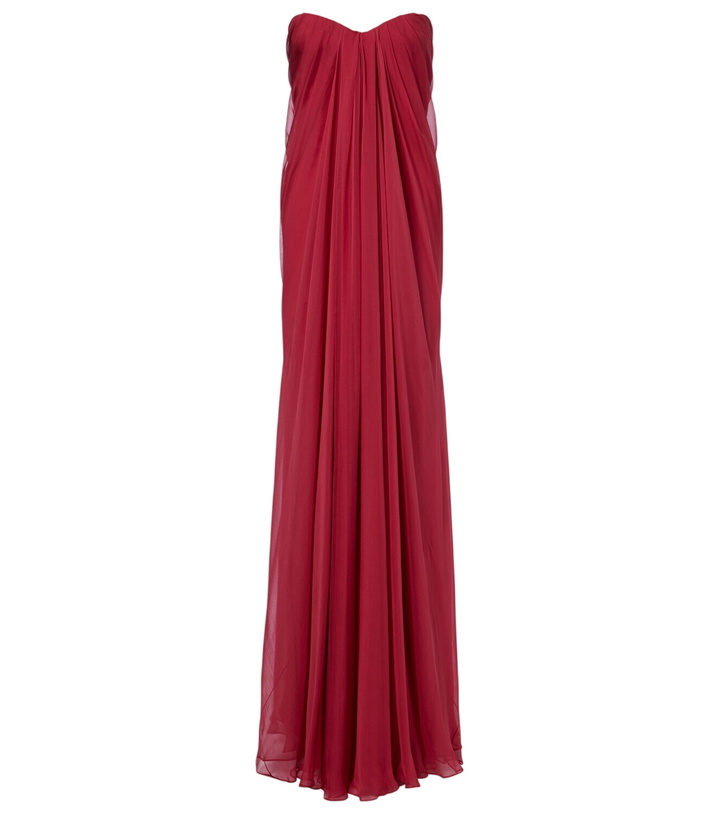 Photo: McQueen Draped silk chiffon bustier gown