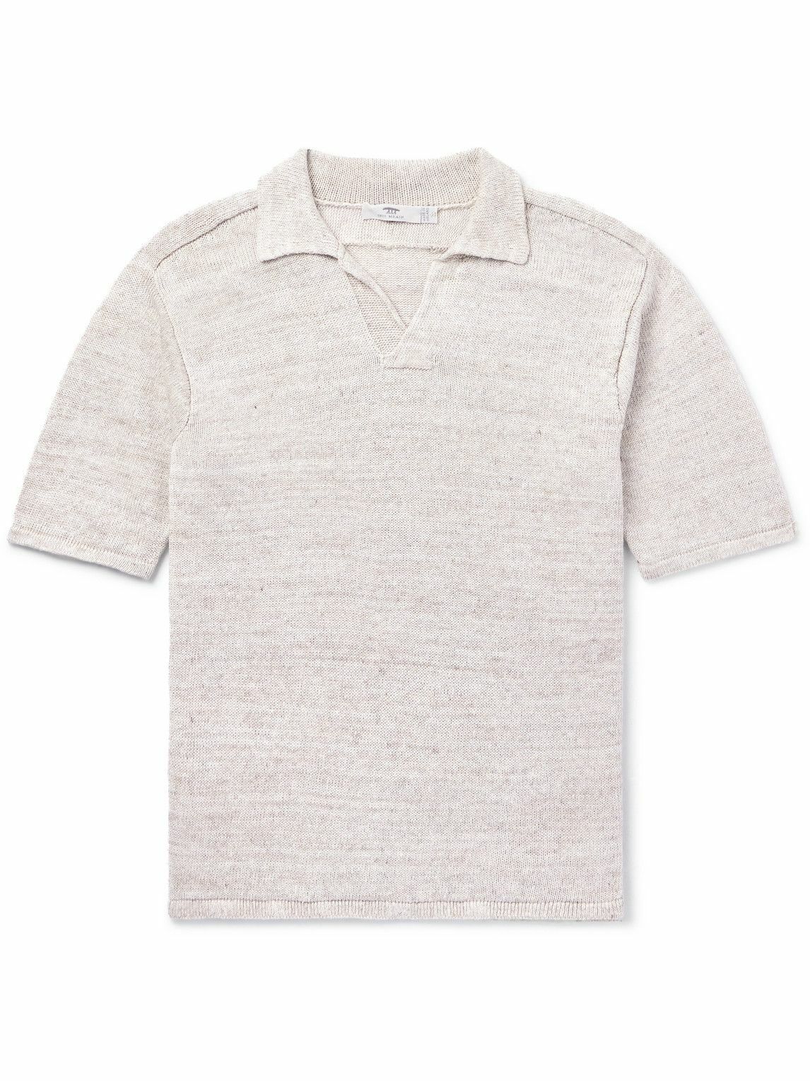 INIS MEAIN イニッシュマン ニットポロ Inis Meáin - Knitted Linen Polo Shirt - Gray Inis Meáin