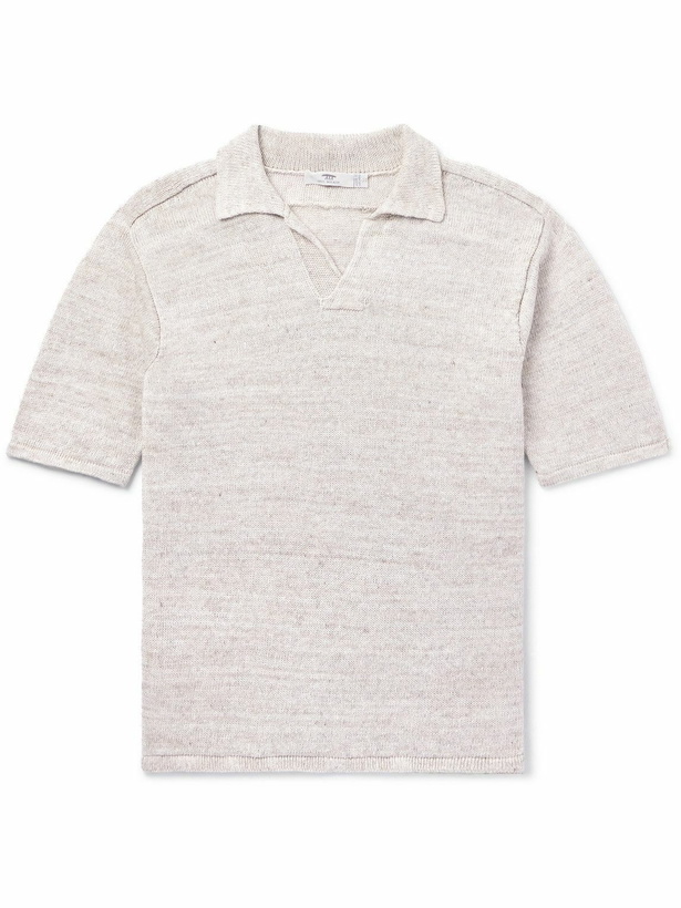 Photo: Inis Meáin - Knitted Linen Polo Shirt - Gray