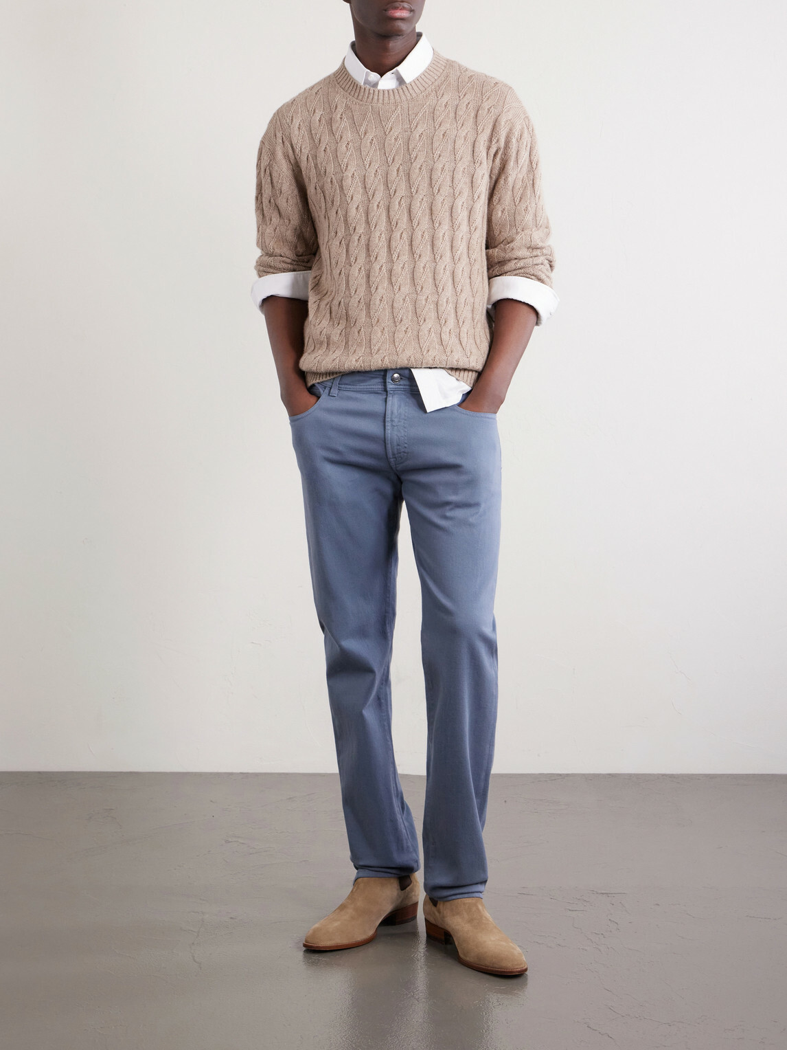 Canali - Straight-Leg Garment-Dyed Stretch Jeans - Blue