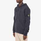 Stone Island Men's Brushed Cotton Full Zip Hoody in Navy