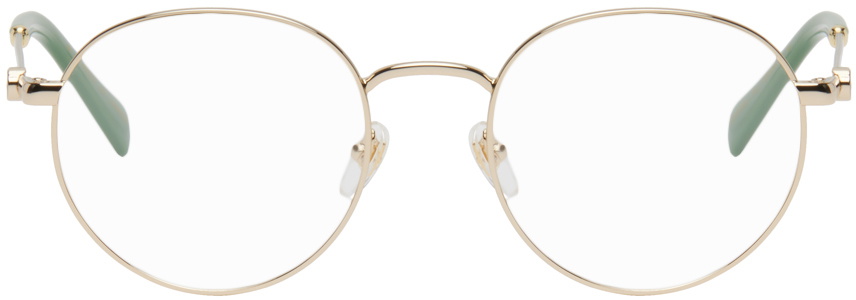 Gucci Gold Mini Running Round Metal Glasses