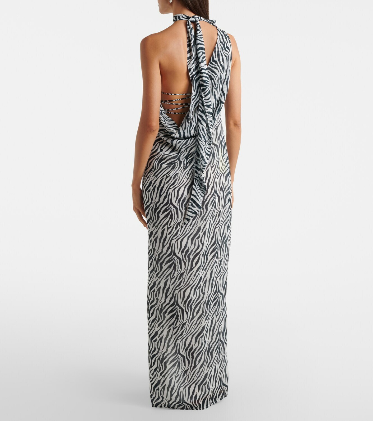 Bananhot Louise zebra-print one-shoulder maxi dress