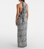 Bananhot Louise zebra-print one-shoulder maxi dress