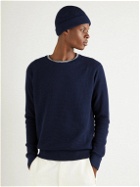 Onia - Waffle-Knit Cotton and Cashmere-Blend Sweater and Beanie Set - Blue