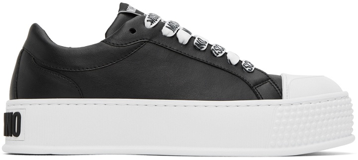 Photo: Moschino Black Faux-Leather Sneakers