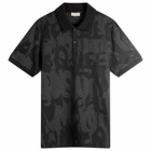Alexander McQueen Men's Jacquard Graffiti Logo Polo in Black/Charcoal