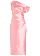 Solace London Ellison One-shoulder Faille Midi Dress Light Pink