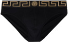 Versace Underwear Black Greca Briefs