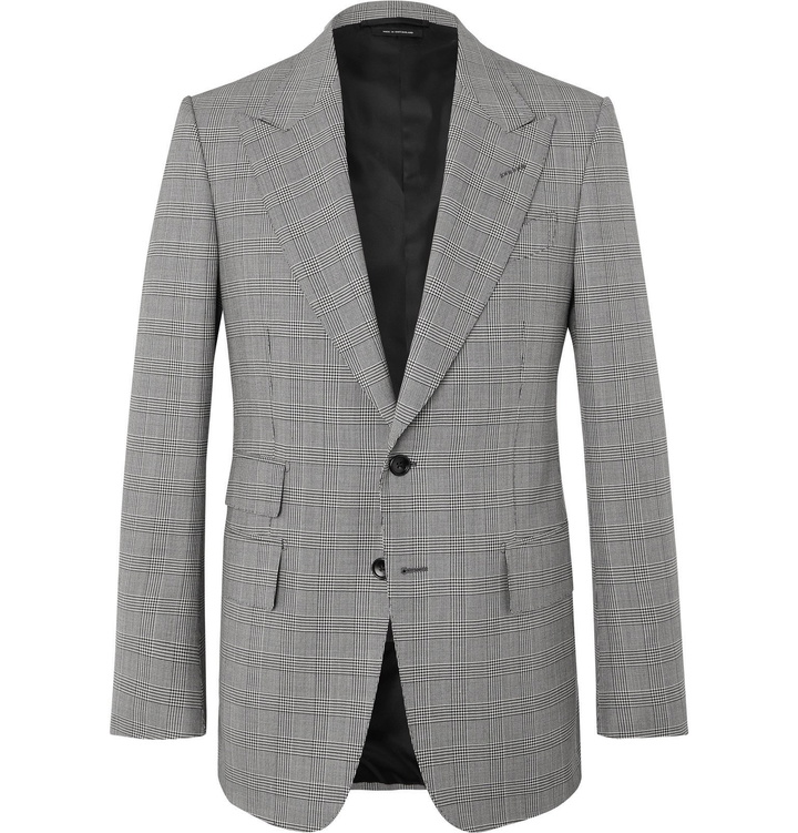 Photo: TOM FORD - Shelton Slim-Fit Prince of Wales Checked Wool Suit Jacket - Gray