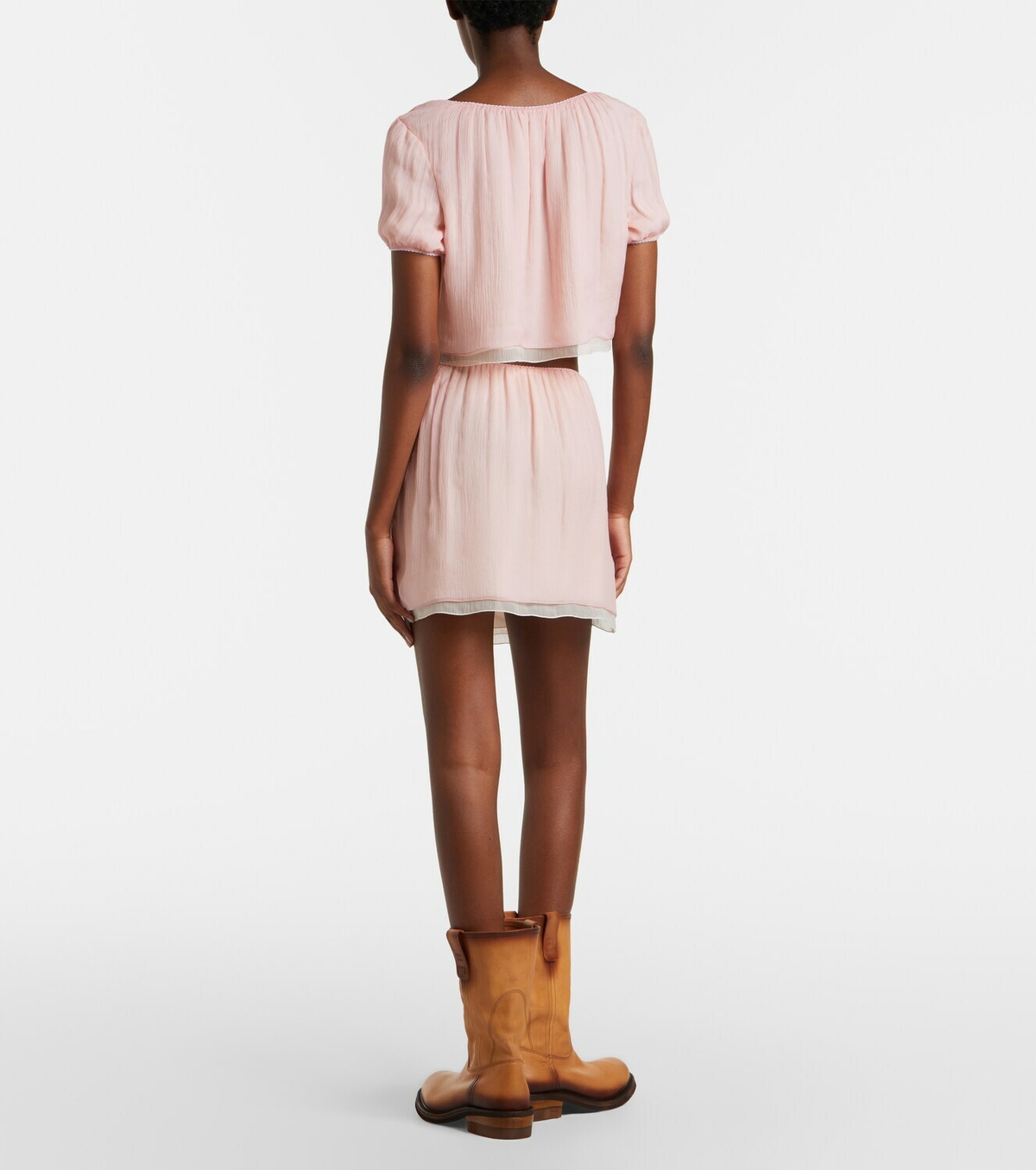 Miu Miu Layered silk chiffon miniskirt
