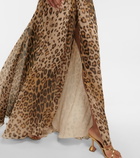 Etro - Leopard-print cutout silk gown