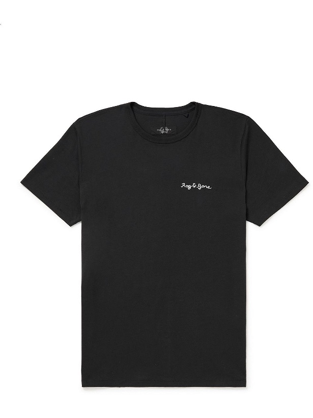 Photo: Rag & Bone - Principle Logo-Embroidered Organic Cotton-Jersey T-Shirt - Black