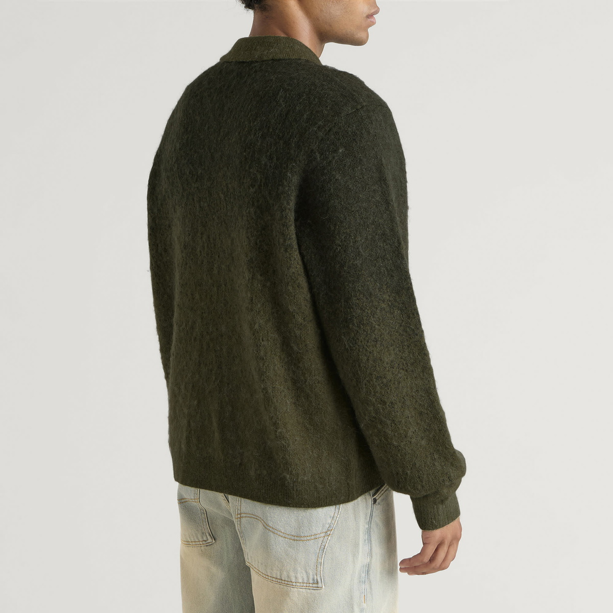Dime Men's Mohair Double Zip Knit in Forest Dime
