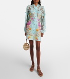 Camilla Embellished lace-trimmed linen and silk minidress