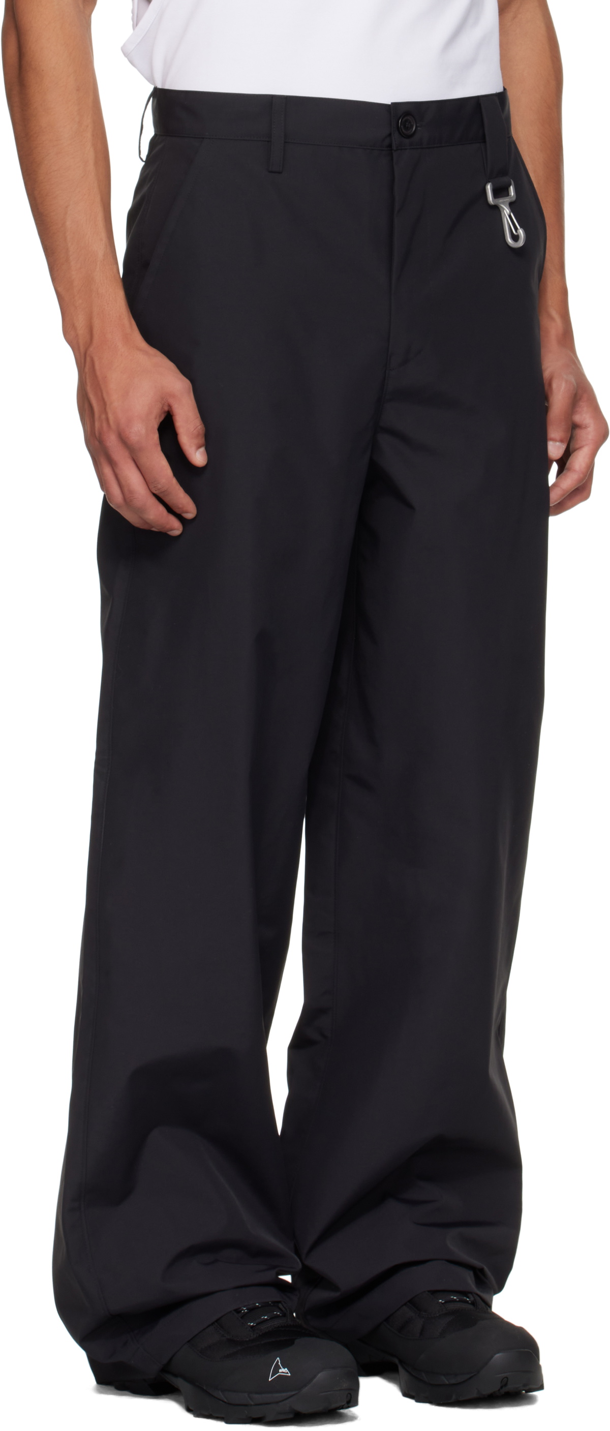 Reese Cooper Black Laminated Nylon Straight Leg Trousers