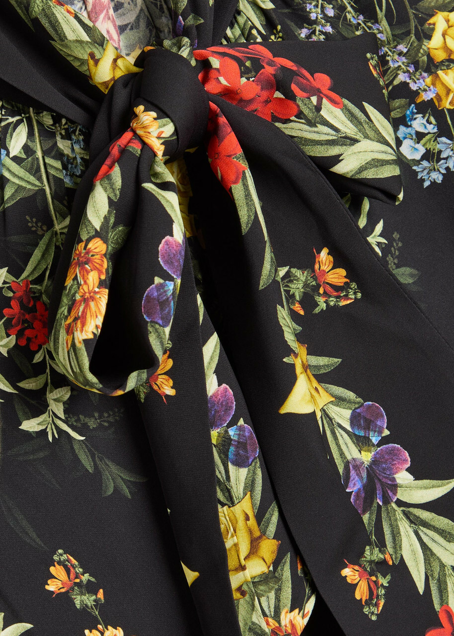 Alice + Olivia Brentley Floral-print Woven Blouse Black