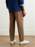 Folk - Signal Tapered Pleated Cotton-Corduroy Trousers - Brown