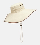 Burberry Leather-trimmed cotton-blend sun hat