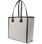 Mark Cross - Antibes Full-Grain Leather-Trimmed Canvas Tote Bag - Neutrals