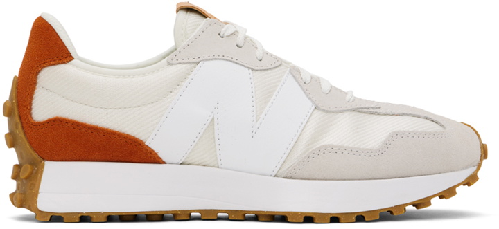 Photo: New Balance Off-White & Beige 327 Sneakers