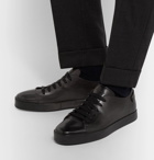 Santoni - Burnished-Leather Sneakers - Gray