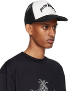 Palm Angels White & Black Curved Logo Trucker Cap