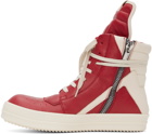 Rick Owens Red Geobasket Sneakers