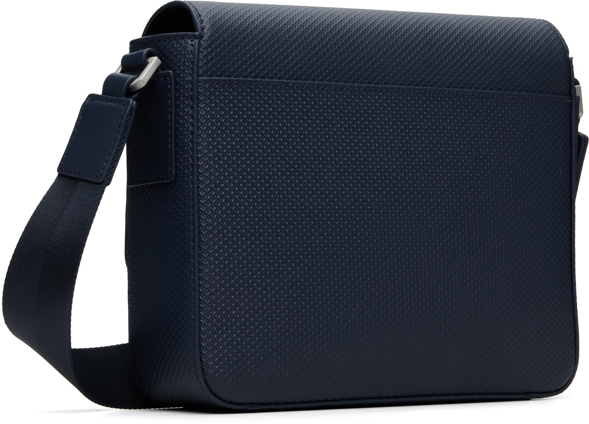 Lacoste Navy Chantaco Leather Messenger Bag