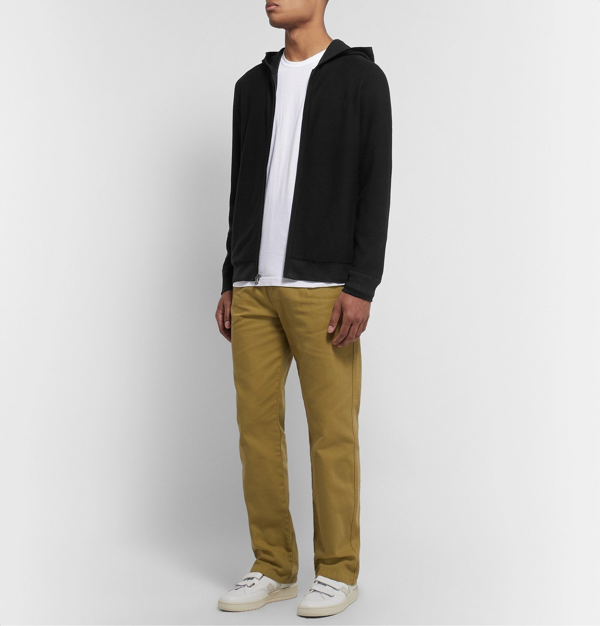 James Perse - Waffle-Knit Cotton Zip-Up Hoodie - Black