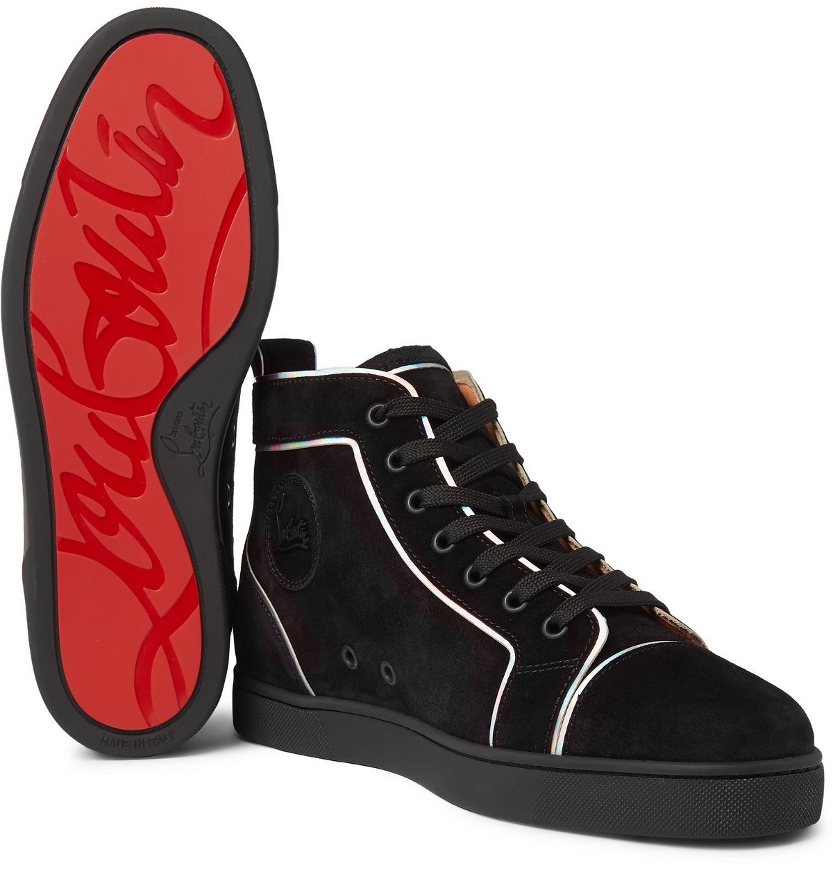 Christian Louboutin - Louis Orlato Suede High-Top Sneakers - Black