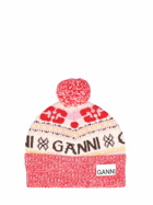 GANNI - Graphic Wool Beanie W/ Pompom