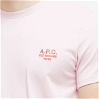 A.P.C. Men's Raymond Embroidered Logo T-Shirt in Pink