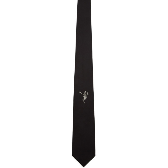 Photo: Alexander McQueen Black Silk Skeleton Tie