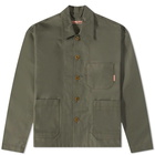 Acne Studios Men's Okey Twill Pink Label Work Jacket in Olive Green