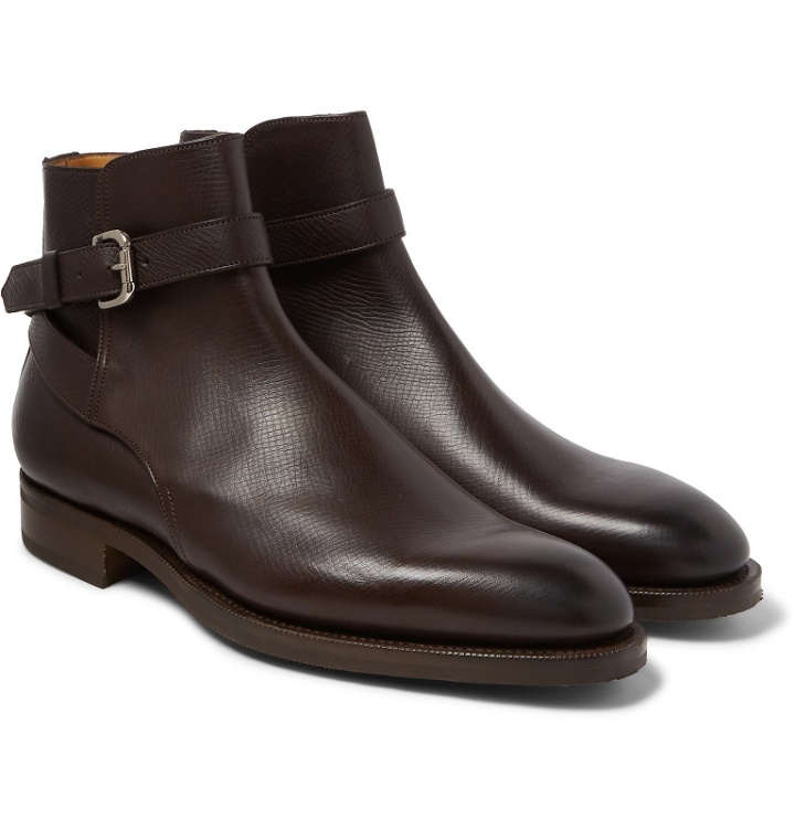 Photo: Edward Green - Lambourne Textured-Leather Boots - Brown