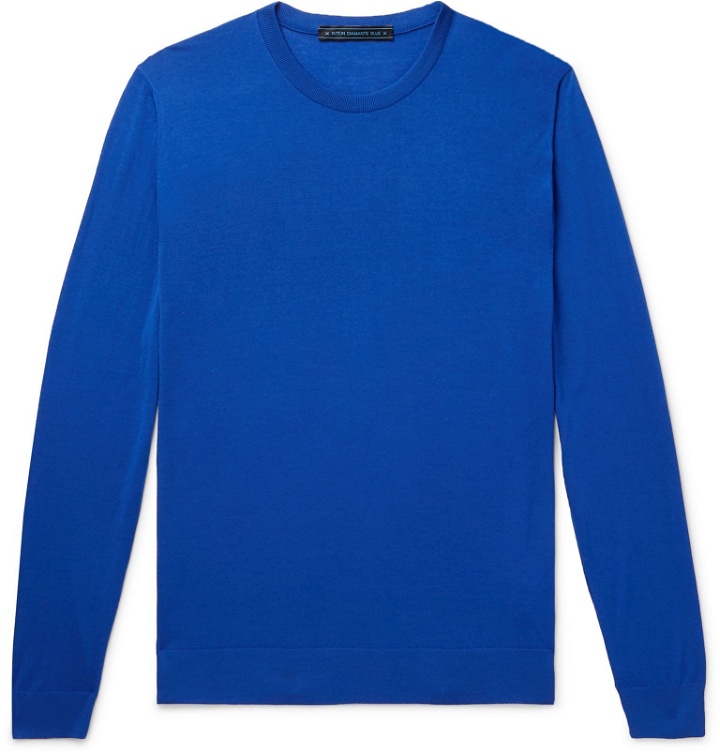 Photo: Kiton - Slim-Fit Wool T-Shirt - Blue