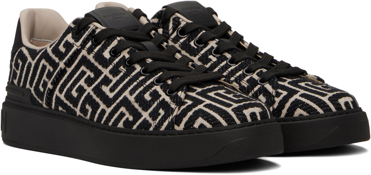 Balmain Black & Off-White B-Court Jacquard Monogram Sneakers